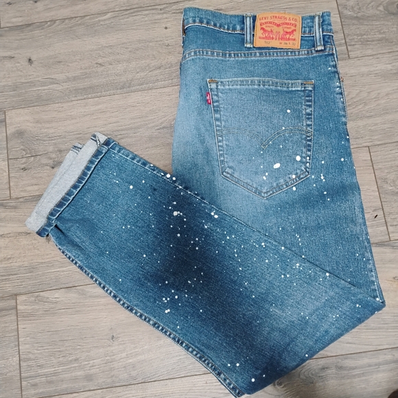 Levi's 512 38x31 Slim Tapered Manufactured Paint Splattered Jeans - Picture 15 of 16